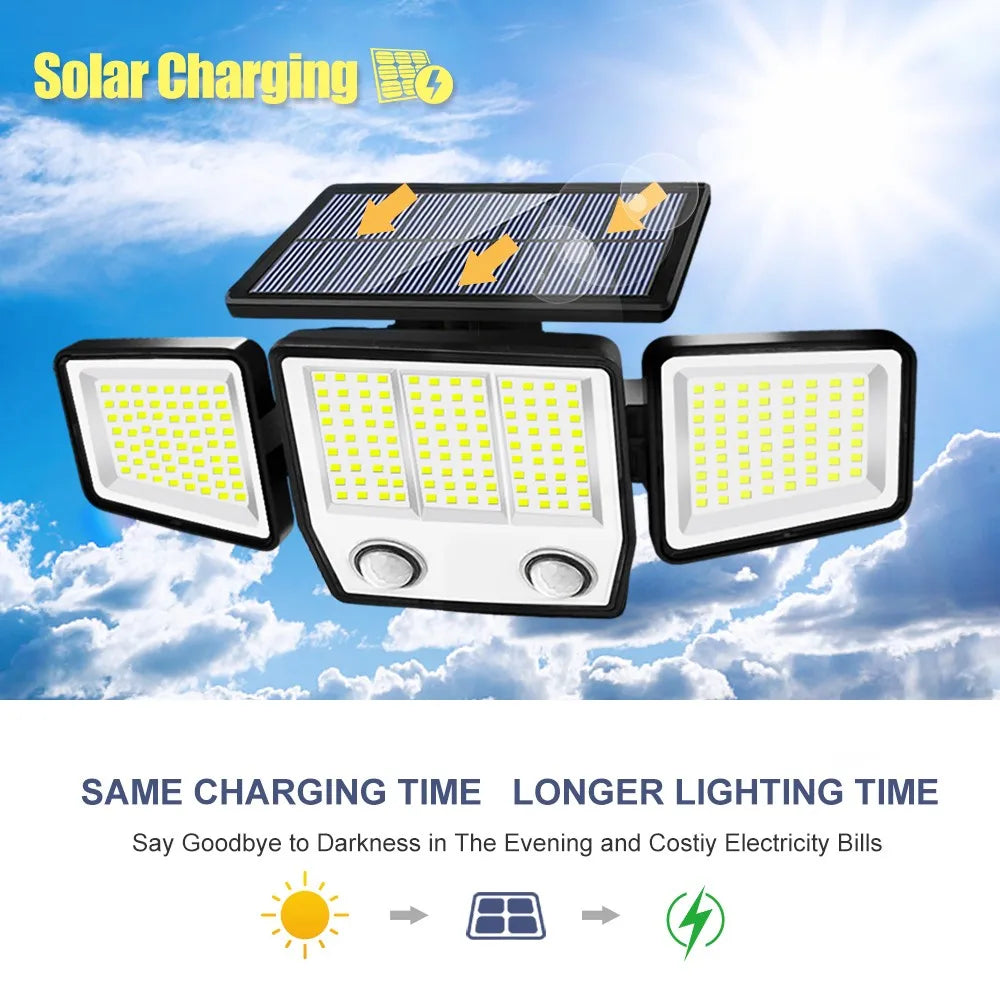 236/366LED Solar Motion Sensor Lights Outdoor Waterproof Solar Floodlight Wall Light 3 Mode Solar Security Lights Garden Yard P