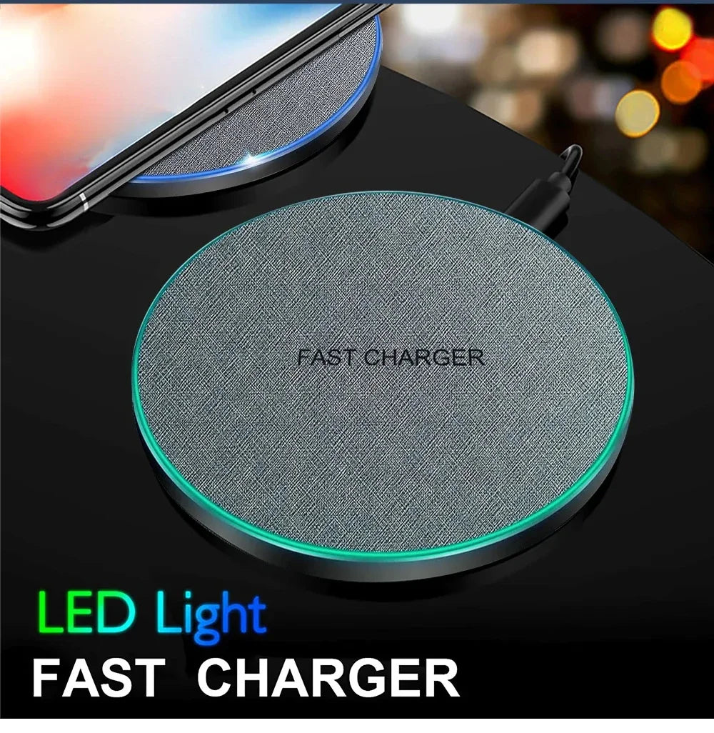 Ultra-Thin Fast Wireless Charger Pad for Samsung Galaxy S25 iPhone 17 16 15 14 13 Pro Max Wireless Induction Charging Station