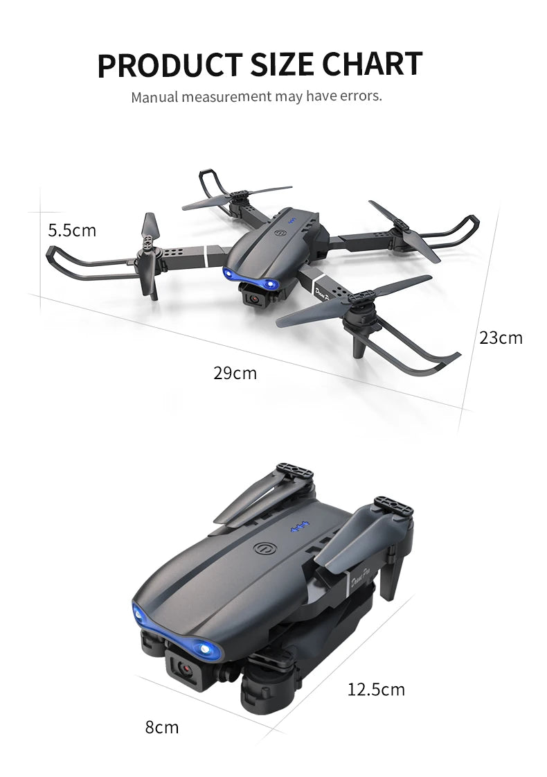 ZNLYRION RC Drone 4K Dual Camera E99 PRO Optical Flow Obstacle Avoidance Foldable FPV Quadcopter Toy for Beginners