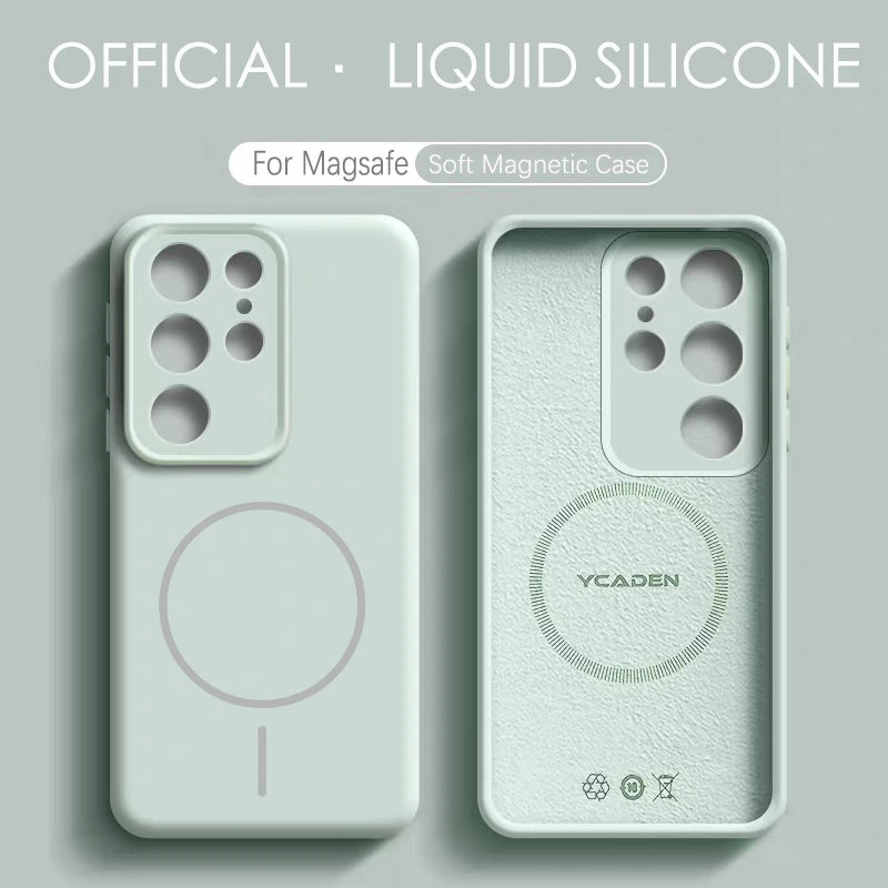 Solid Color For Magsafe Magnetic Wireless Charging Soft Silicone Phone Case For Samsung Galaxy S26 S25 Ultra S23 S24 S22 Cover
