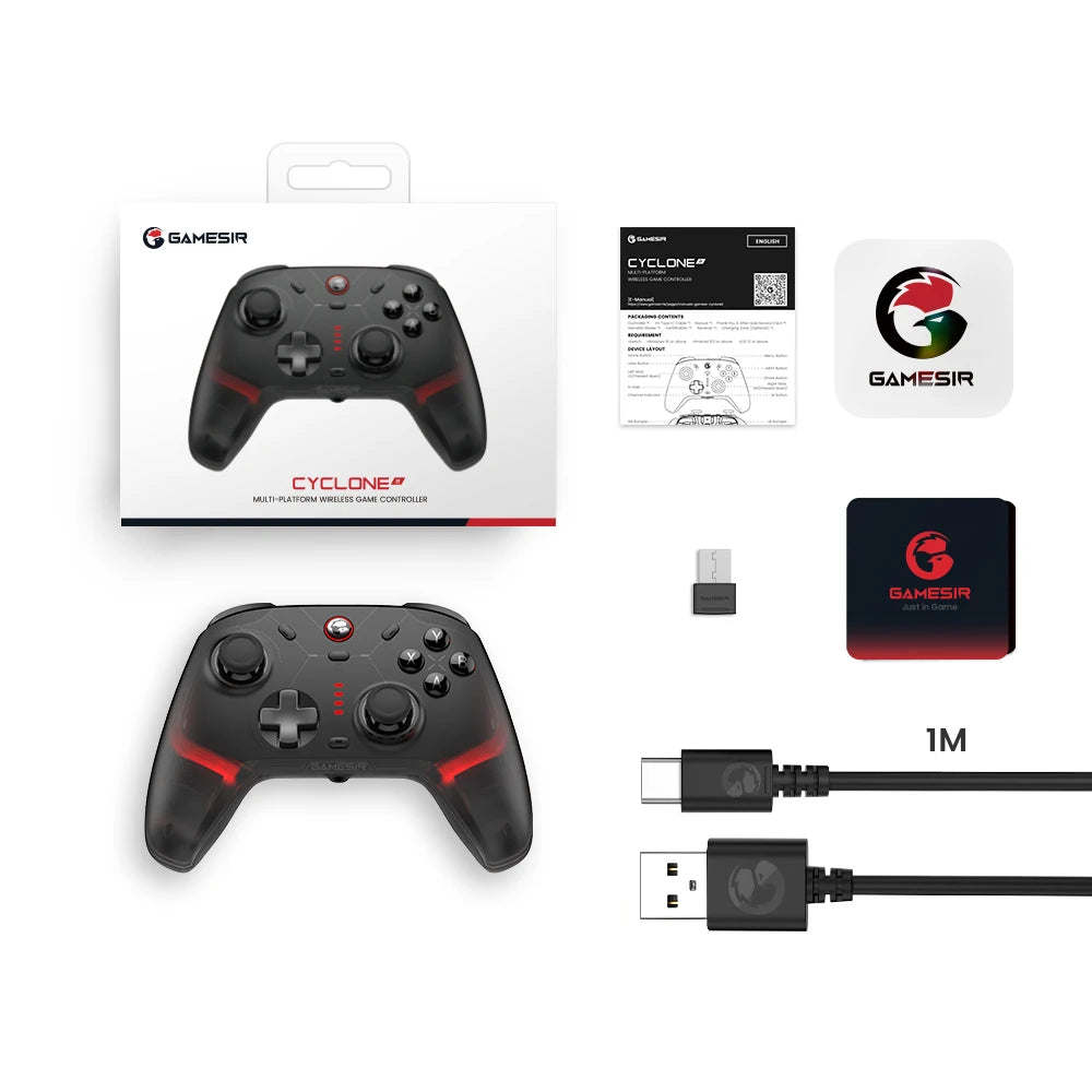 GameSir Cyclone 2 Wireless Pro Controller, Hall Effect Joysticks, Bluetooth Gamepad for Nintendo Switch, iPhone, Android & PC