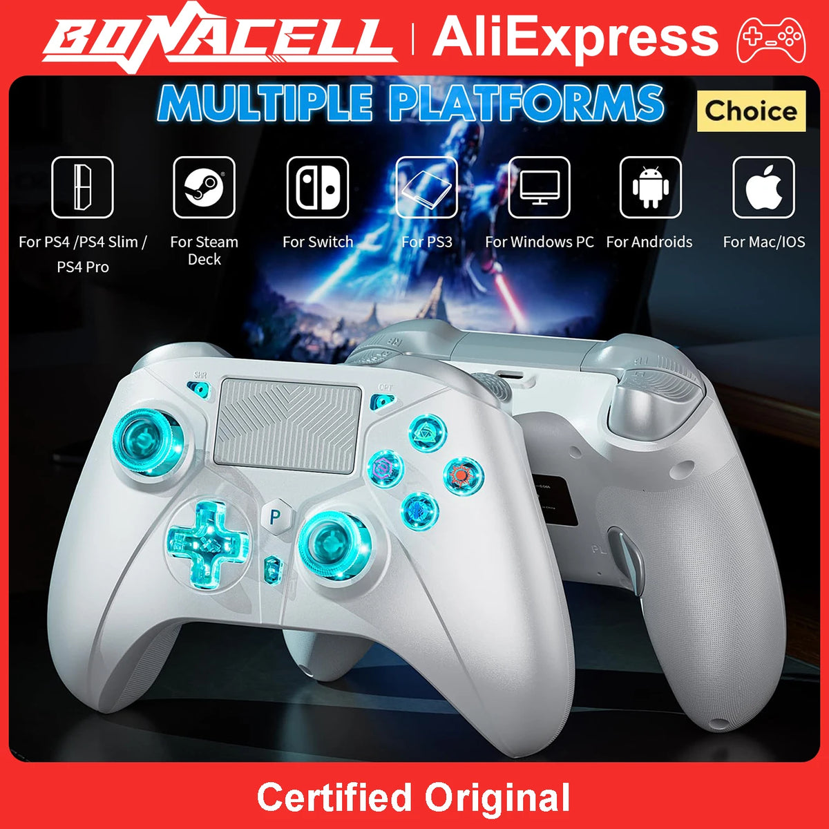 Wireless Controller for PlayStation 4/PS4 Pro/Slim/PS3/PC/IOS/Switch Gamepad Turbo Dual Shock Vibration 6Axis Gyro Game Joystick