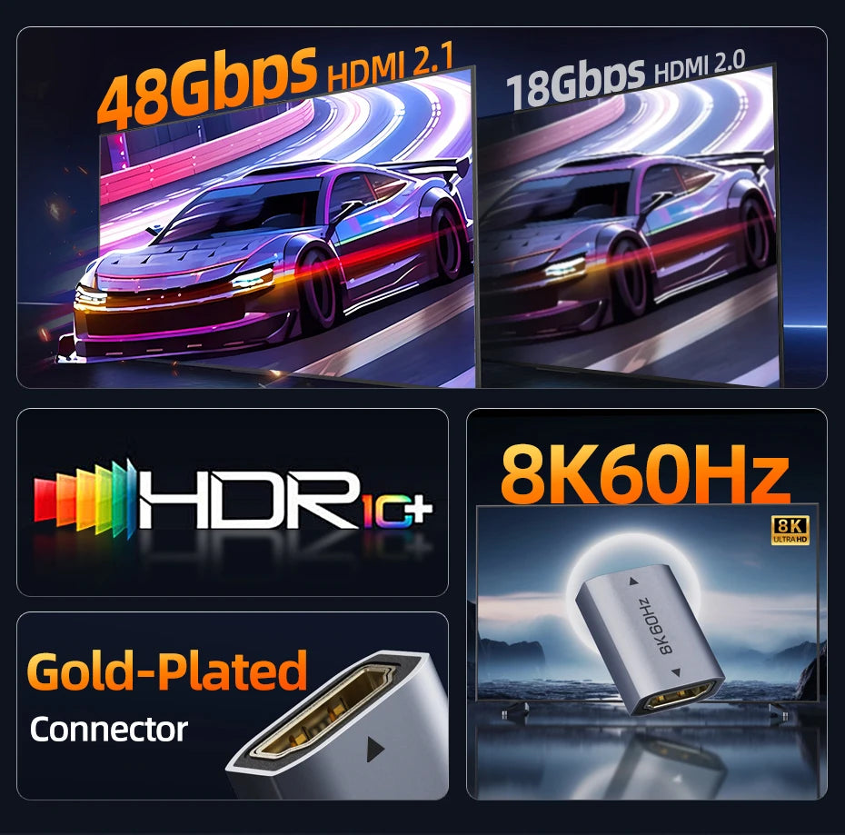 CABLETIME 8K HDMI 2.1 Extender Female To Female Converter Extension Adapter for Laptop PC TV PS3 PS4 Monitor Extension Adapter