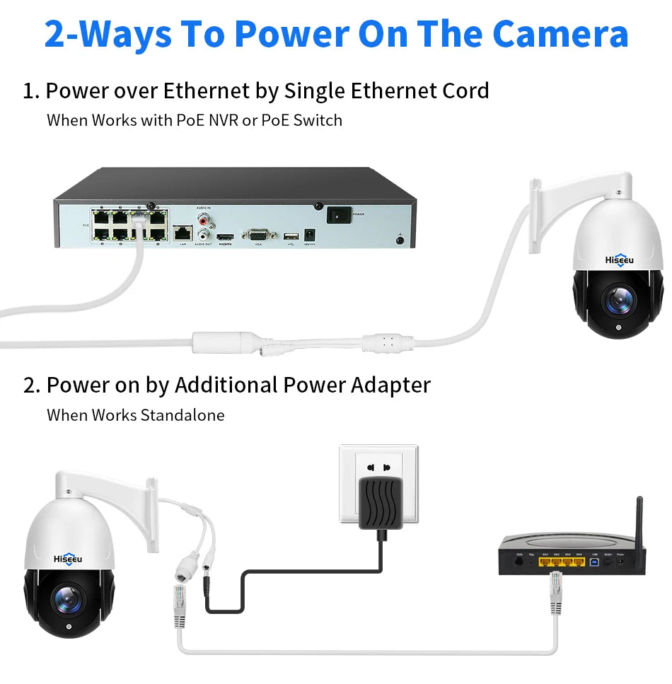 Hiseeu 8MP PTZ POE Camera 30X Optical Zoom Outdoor 2-Way Audio Color Night Vision Street Surveillance IP Camera IP66 Waterproof