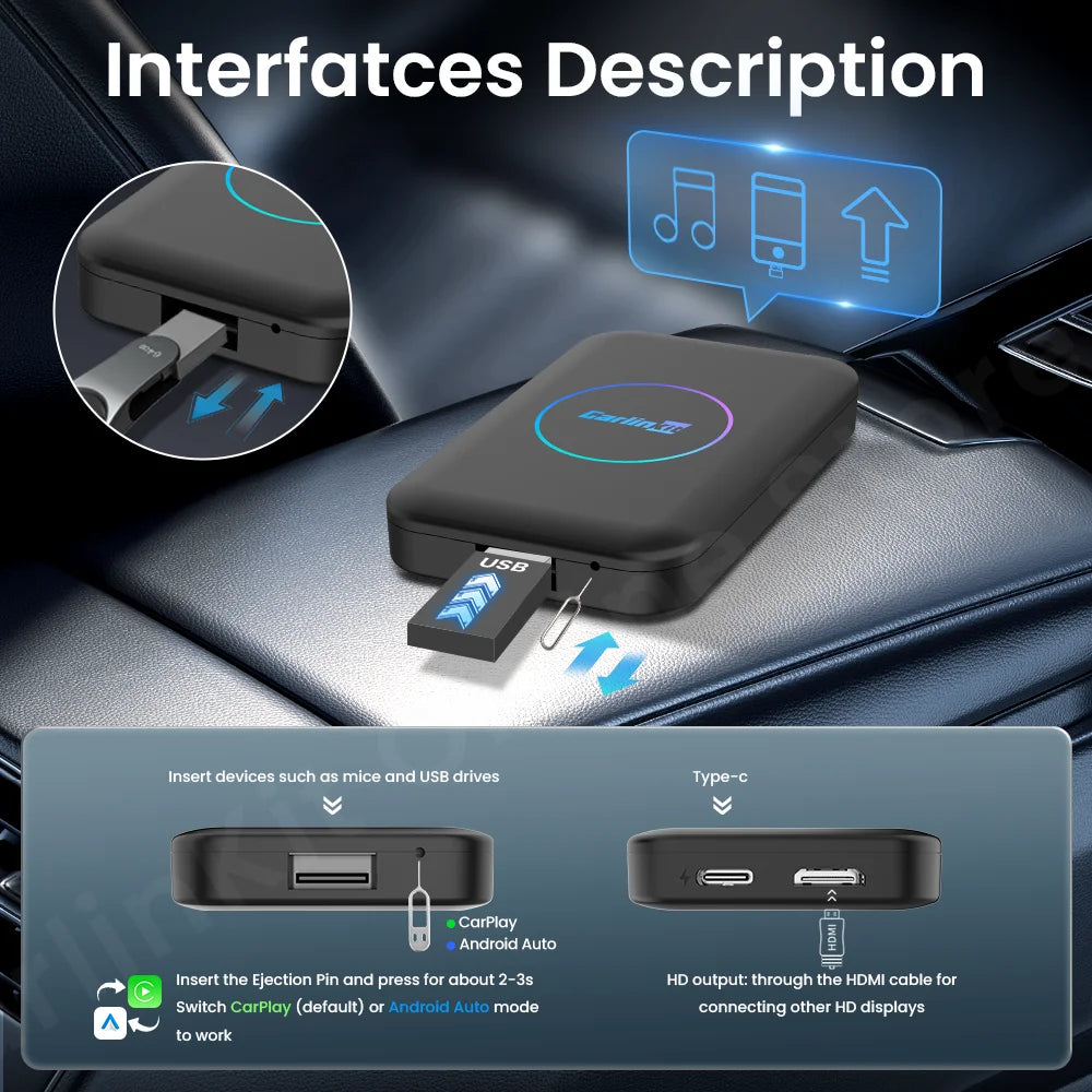 CarlinKit LiteS Android Tv Box Wireless Carplay Android auto Adapter Support Youtube Netfilx IPTV Spotify Car Radios Accessories