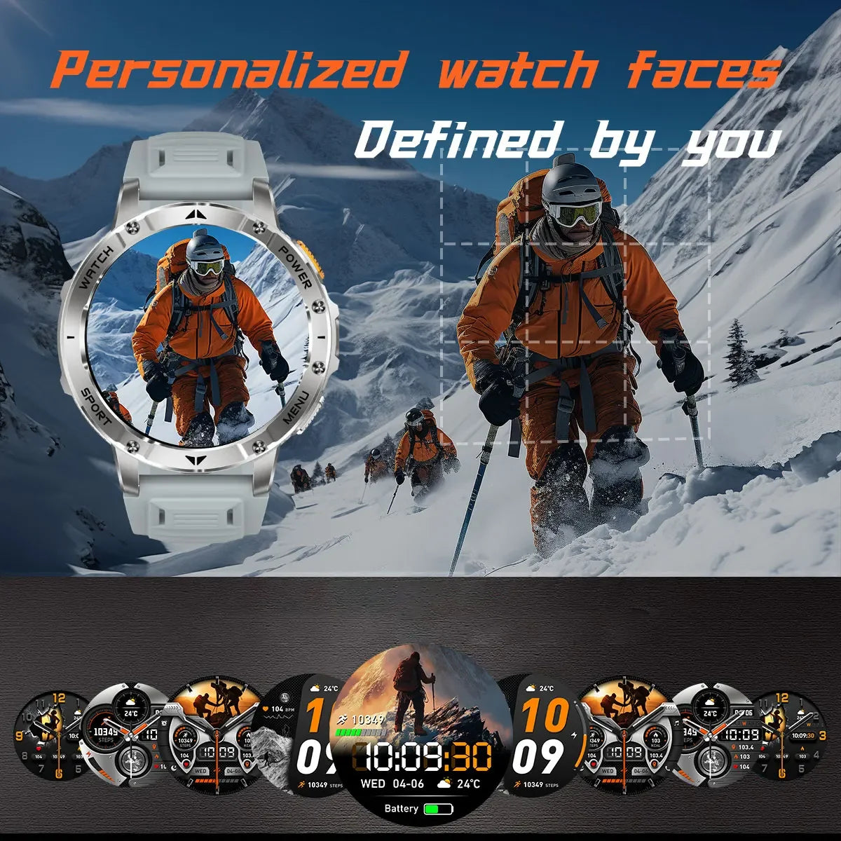 Ultra Large 1400mAh Battery Sport Smartwatch 1.7” Heart Rate Tactical Strong Flashlight 5ATM Waterproof Call Smart Watch For Men