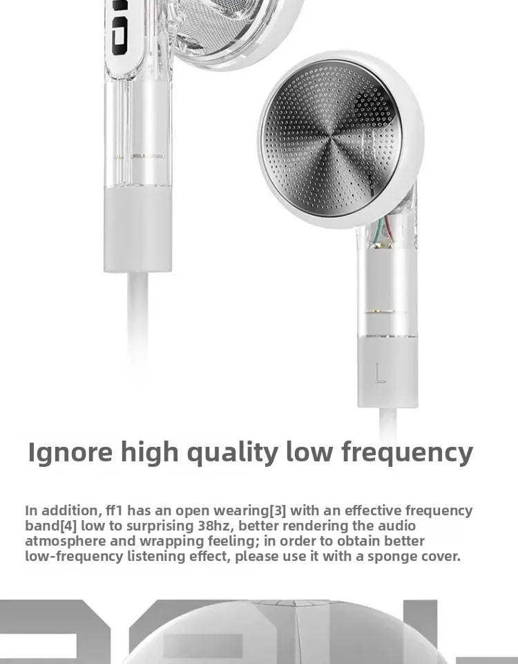 FiiO FF1 Wired in Ear Headphones Ergonomics Lightweight Portable Earbuds Beryllium Plated Diaphragm Detachable Cable Headphones