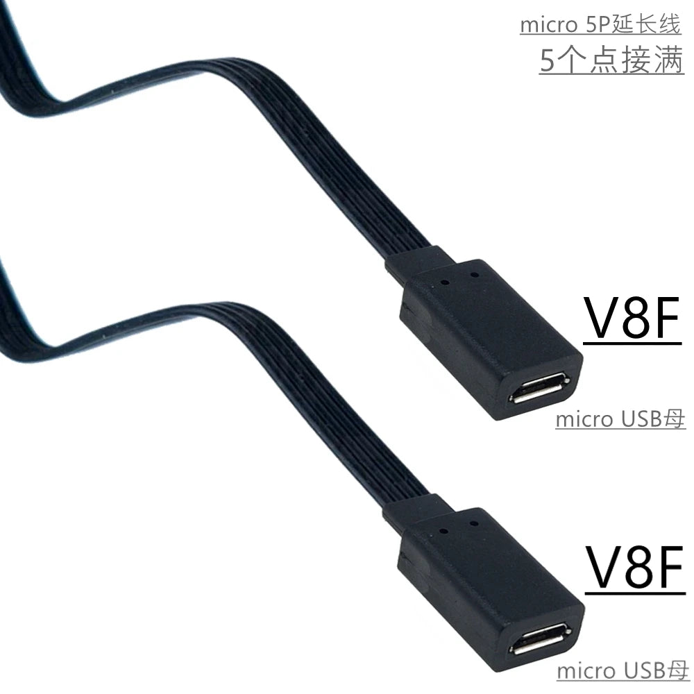 5CM 10CM 20CM MicroUSB panel mounting connector female Micro USB 5-pin.extension cable 30cm 50cm, with screw holes