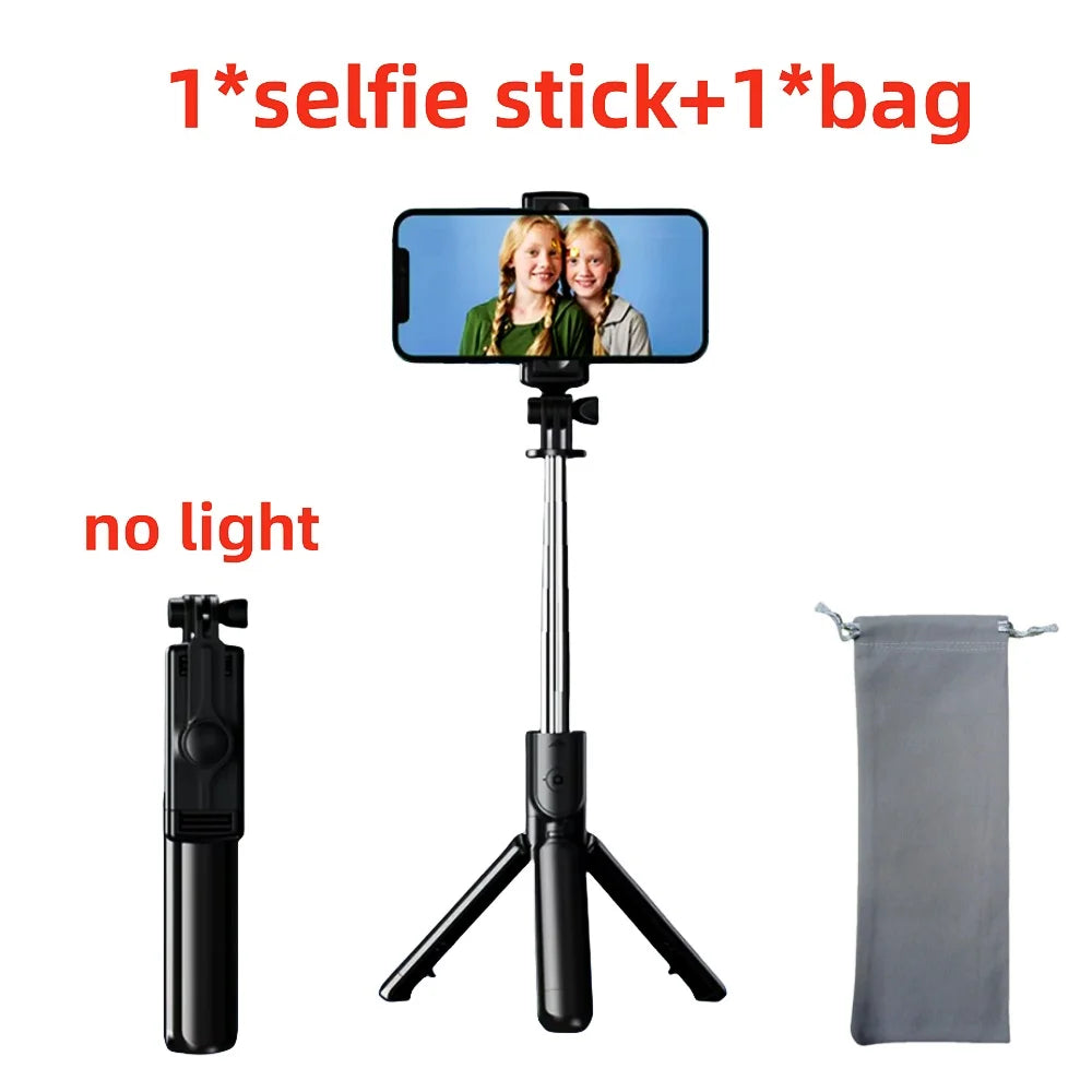Portable Bluetooth Selfie Stick Retractable Multifunctional Phone Holder Tripod With Selfie Light Wireless Remote Shutter Stand
