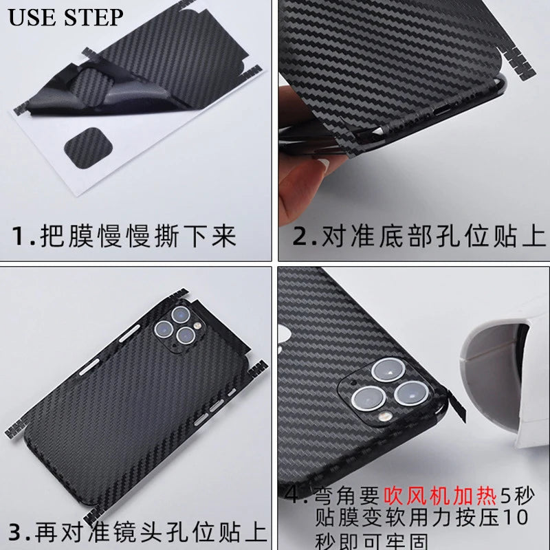 Carbon Fibre Phone Back Film Sticker For iPhone 15 Pro Max PVC Ultra Thin Film Phone Protector For iPhone 15Plus Accessories