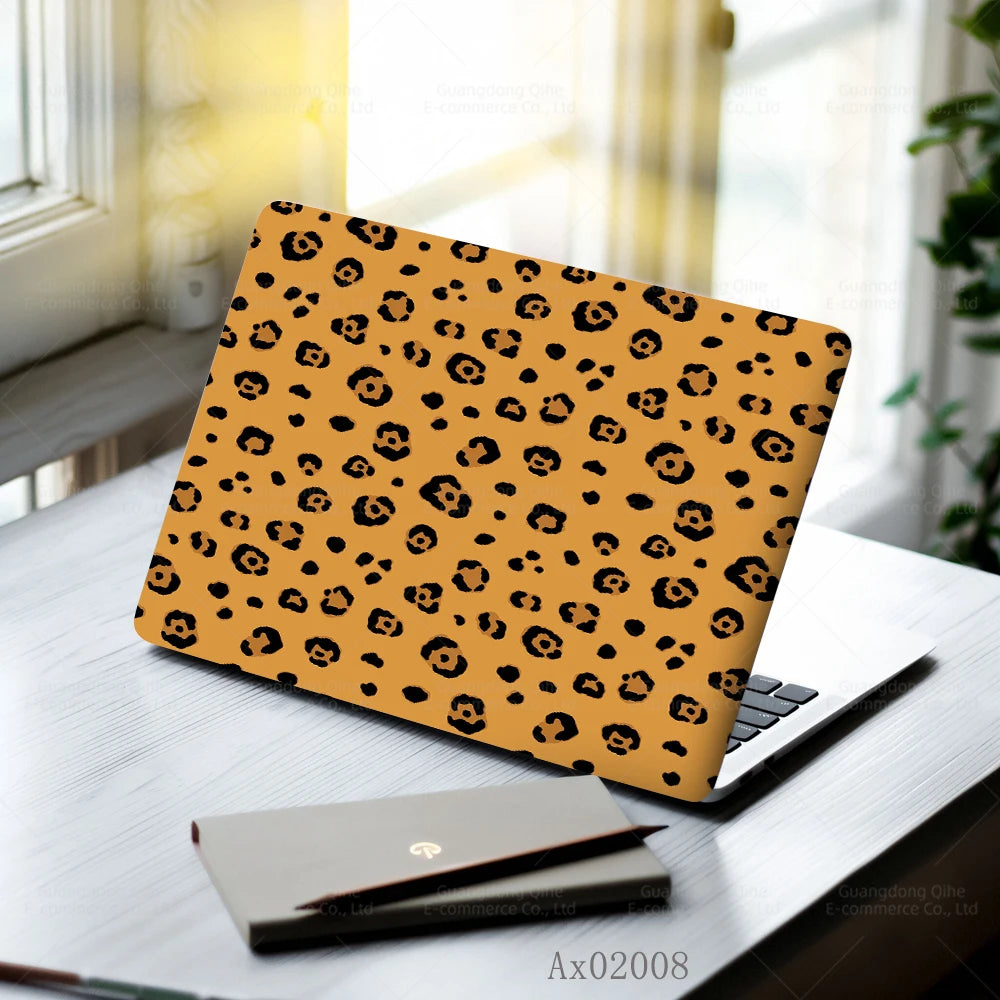 2 pcs Aesthetic Light Leopard Laptop Stickers Set Self-Adhesive Removable Laptop Covers for MacBook Notebook Protective Skins