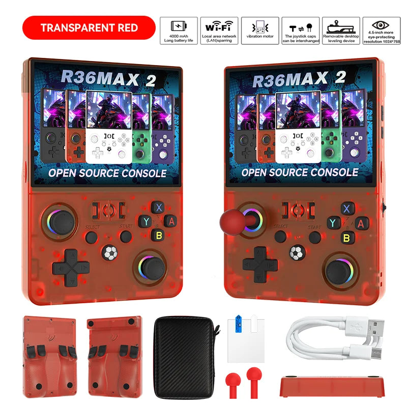 MAXⅡ 2026 Newest 4.5 Inch Retro Handheld Game Console 1024x768 IPS HD Screen Portable Open Source Linux System with 2*Joys