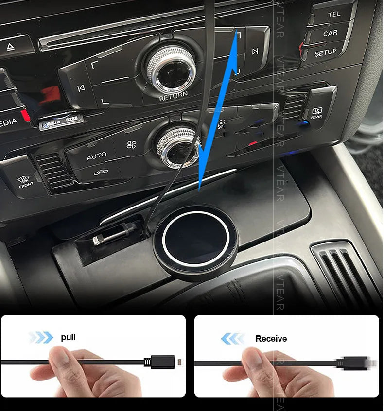 For Audi A4 B8/A5/RS4/RS5 2008-2015 Magnetic Car Wireless Charger with Expansion Cable Fast Cellphone Charging Adapter Parts