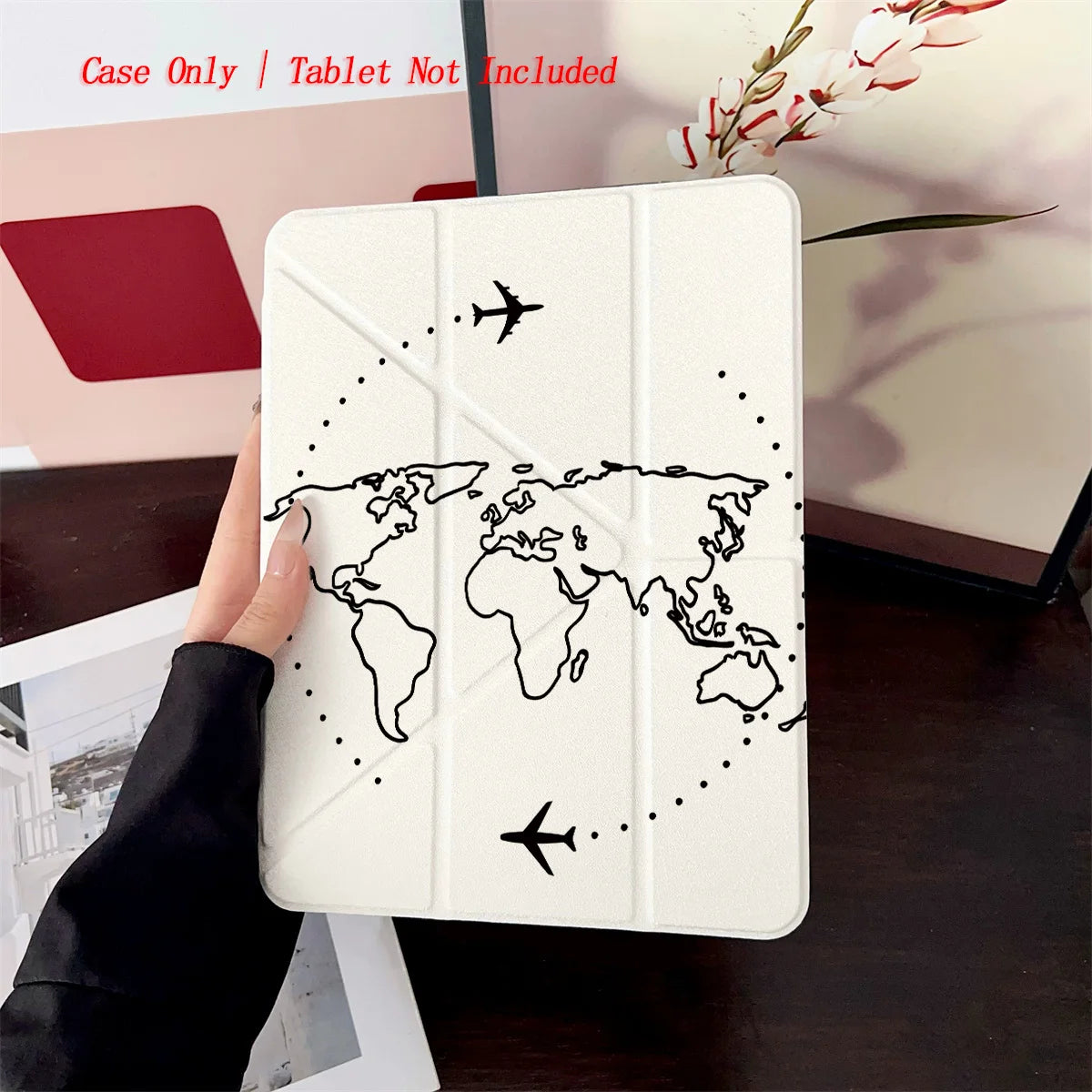 Y-Shape Foldable Stand Fresh Printed iPad Case, Auto Sleep/Wake, Fashion Minimalist Style, Fits Various Apple Models . 8 Styles