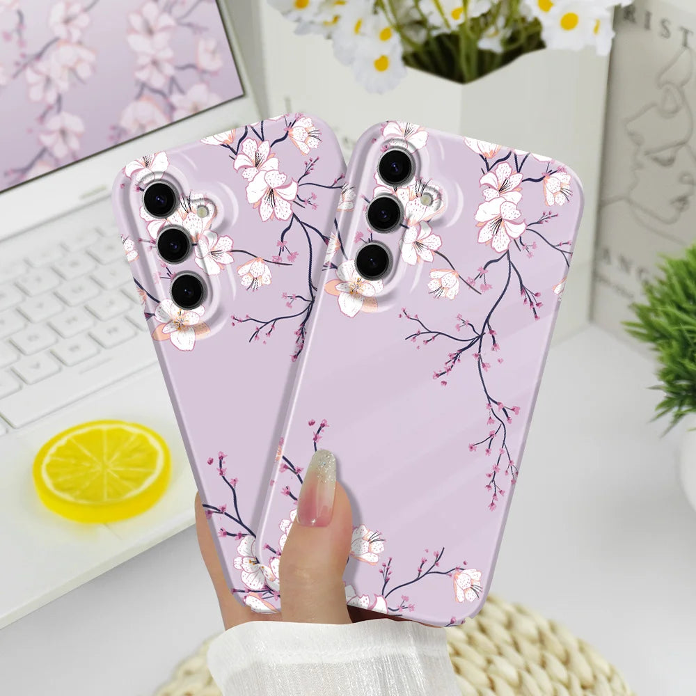 Fallen Plum Blossoms Phone Case For Samsung Galaxy S25 S24 S23 S22 S21 S20 Plus Ultra FE 5G Film Hard Cover
