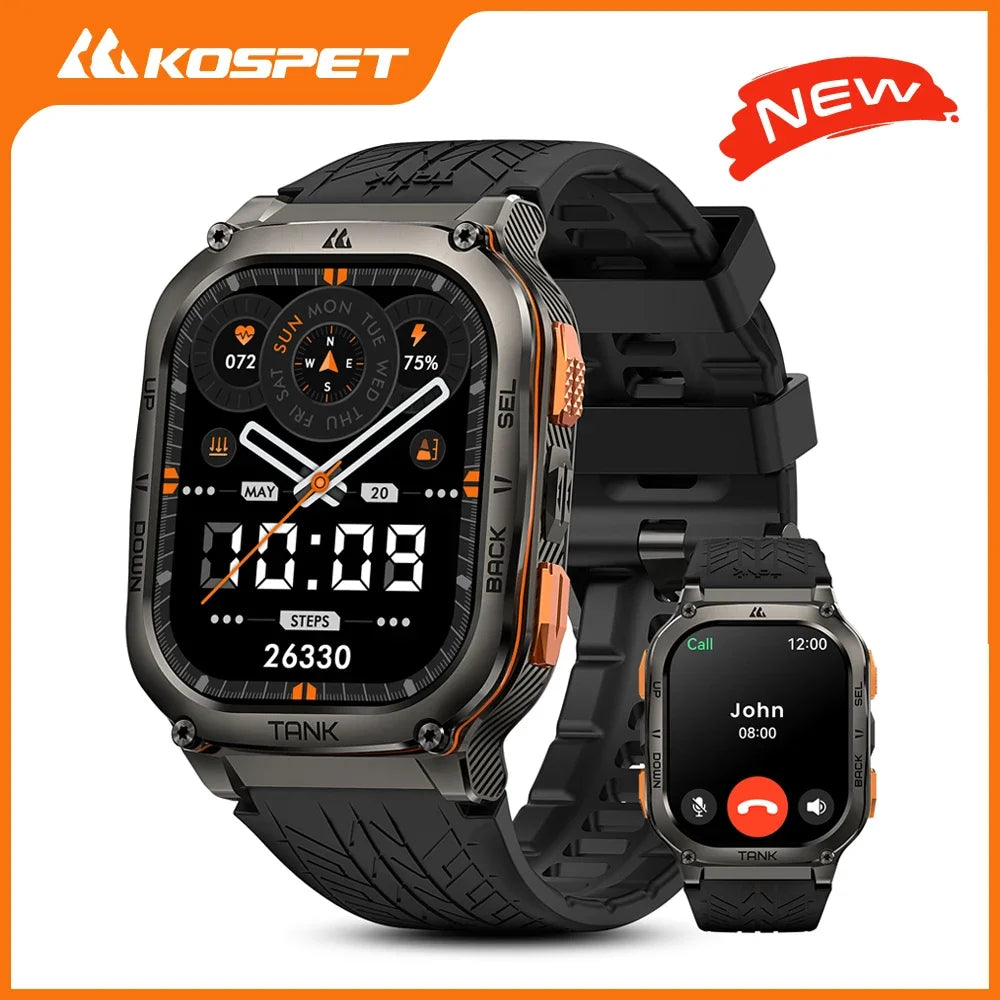 KOSPET TANK M3 Ultra GPS Smart Watch for Men Stainless Steel 5ATM Waterproof Bluetooth Call 24/7 Health Monitor for Android iOS