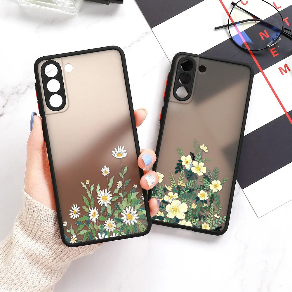 For Samsung S24 S22 S26 Ultra Case Cover Samsung Galaxy S25 S23 Ultra S21 Plus S20 FE Note 20 Ultra Lavender Flowers Clear Cases