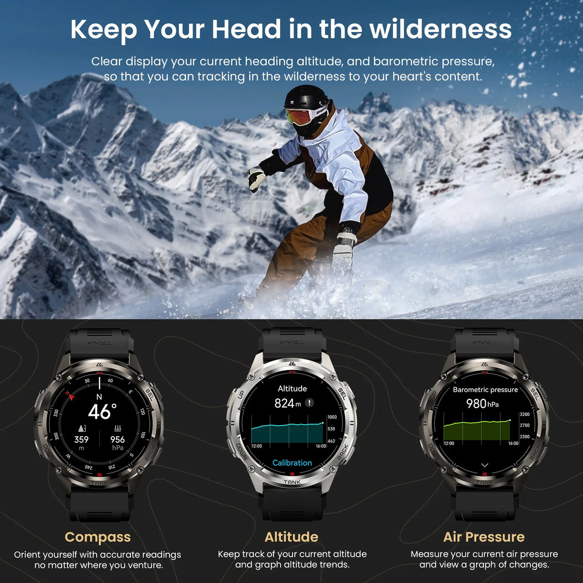 KOSPET TANK T3 Ultra 2 Smart Watch for Men GPS Stainless Steel Extra-Long Battery 5ATM IP69K Waterproof 24/7 Health Monitor