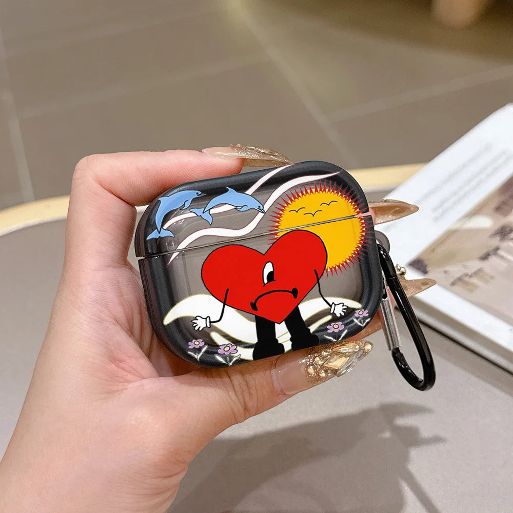 Singer B-Bad B-Bunny Translucent Silicone Case for Airpods 4 3 Pro 2 1 Wireless earphone Headphone Pro2 Protective Covers