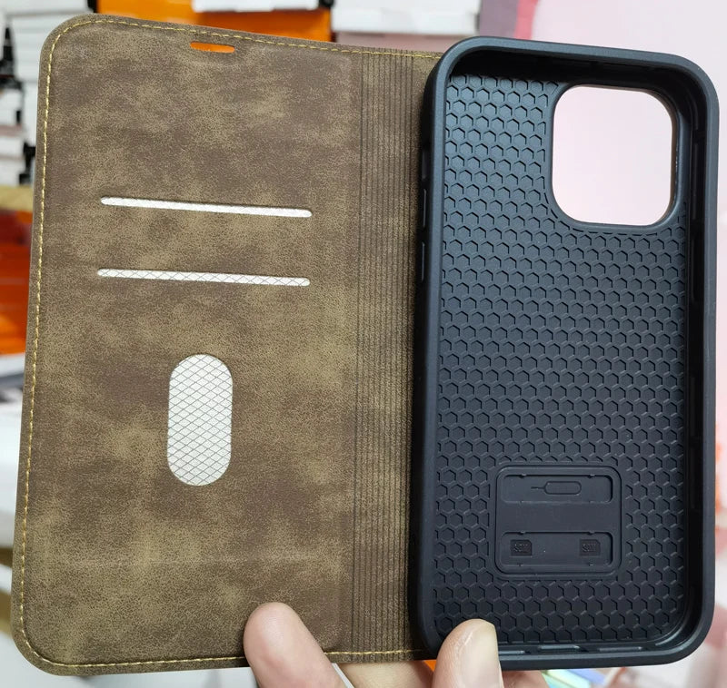 For Magsafe Wallet Leather Flip Case For iPhone 12 13 14 15 16 Pro Max mini Magnetic Wireless Charging Book Folio Cover