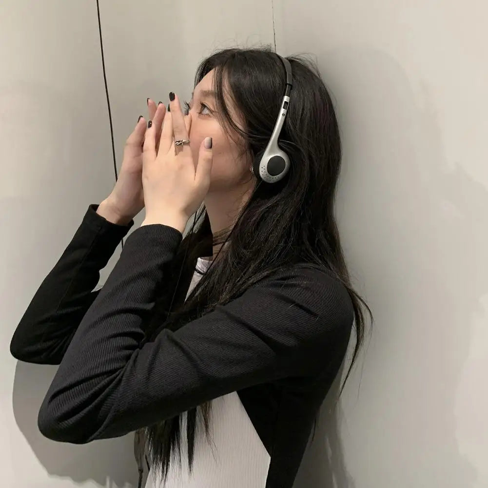 Y2K Personality Retro Headphones Millennium Style Over Ear Wired Headset Vintage Metal Band Photo Props Fashion Noise Isolation