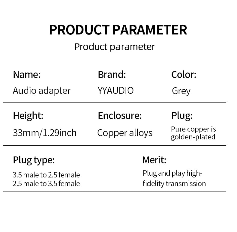 Jack 3.5 Mm to 2.5 Mm Audio Adapter 2.5 Mm Male to 3.5 Mm Female Plug Connector for Aux Speaker Cable Headphones Microphone Jack
