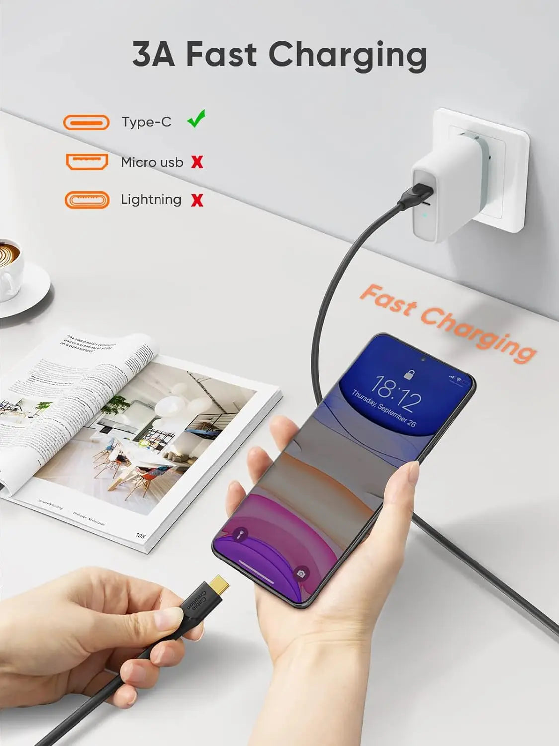 CableCreation 60W USB A to Type C Cable USB3.2 Gen2 10Gbps Data Cable 3A Fast Charging for External SSD Galaxy S24 iPhone 16