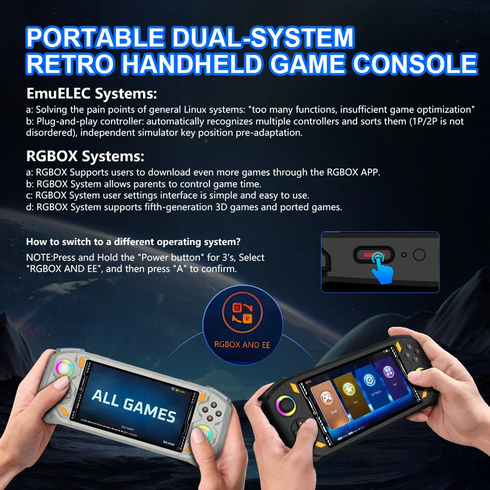 AISLPC RG52 MINI Handheld Game Console 5.5" IPS Screen 2.4 WIFI 22000+Games RK3562 Chip Dual System Portable Pocket Video Player