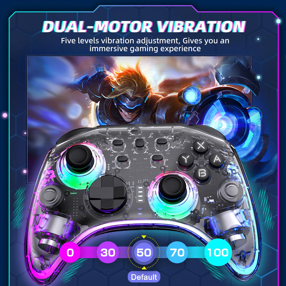 DATA FROG Portable Transparent Game Controller Wireless RGB LED Game Pad Multi Platform For Switch OLED PC Android IOS