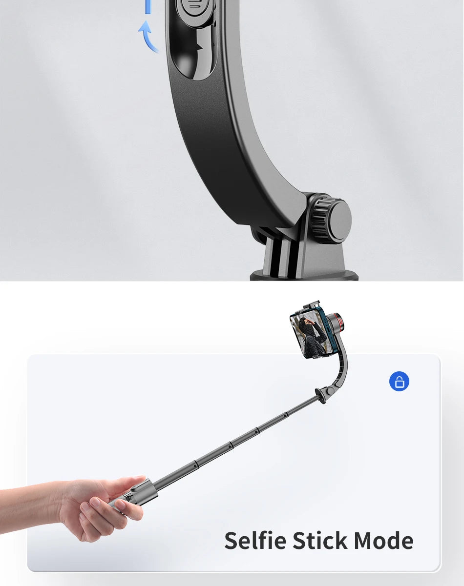 TOKQI Handheld Stabilizer for Stream Anti‑Shake Gimbal Selfie Stick With 3‑Color Adjustable Fill Light Wireless Remote Control 3
