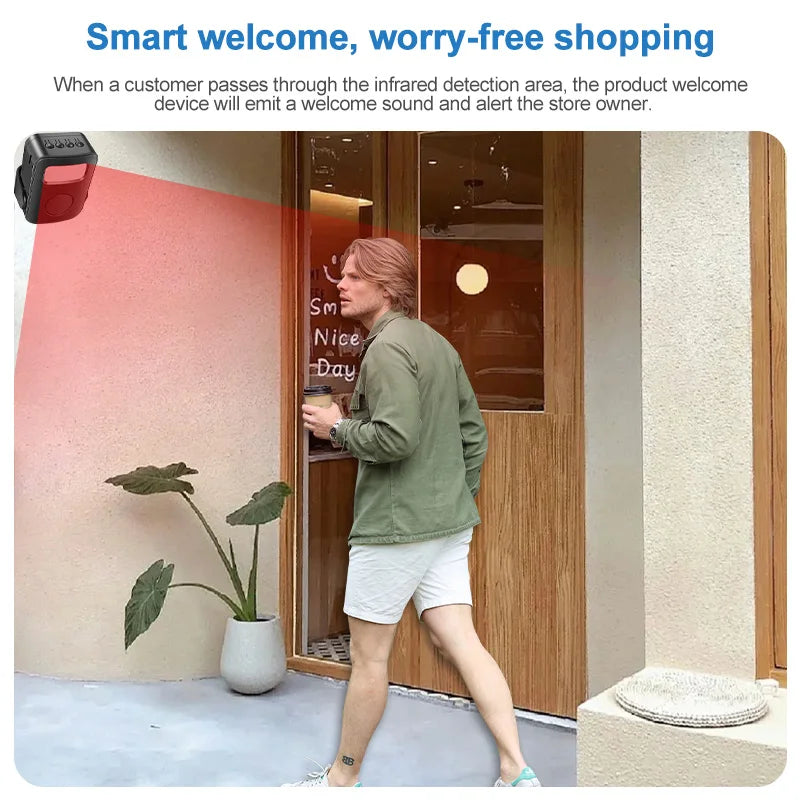 Intelligent Welcome Doorbell Infrared Sensor Welcome Device with Recording Function Smart Home Door Alarm For Store Office Hotel