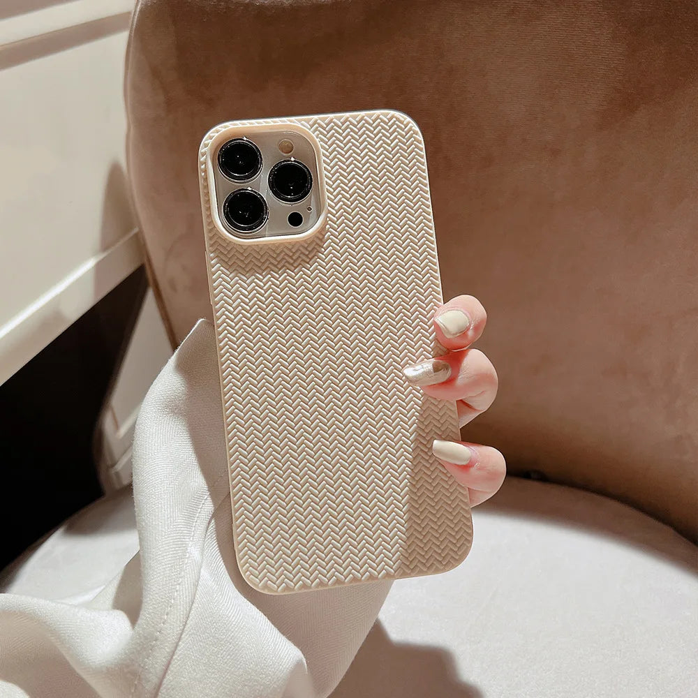 Colored Autumn and Winter Solid Weave Pattern Phone Case For Iphone 14 13 12 11 Pro Max X XR XSMAX 7 8 Plus Fashion New Products