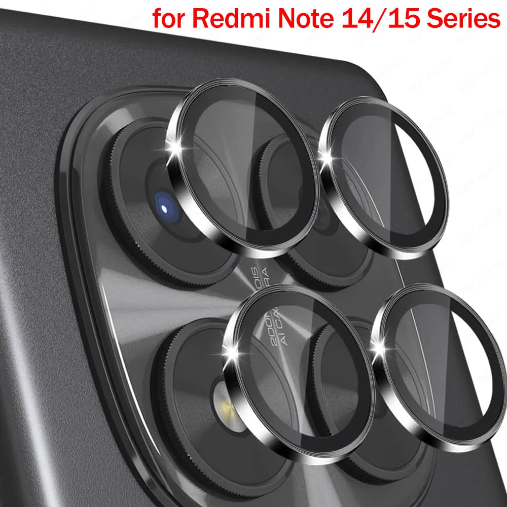 Alloy Camera Glass Case For Xiaomi Redmi Note 15Pro 15 17 Pro Max 5G 3D Metal Ring Lens Protector Note15 Pro+ 14Pro Plus 14 4G