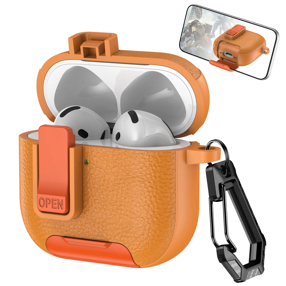 2025 New For AirPods 4 Case Latch wireless Bluetooth earphone Accessories Cover dermatoglyph Mobile phone holder switch Cases 3D