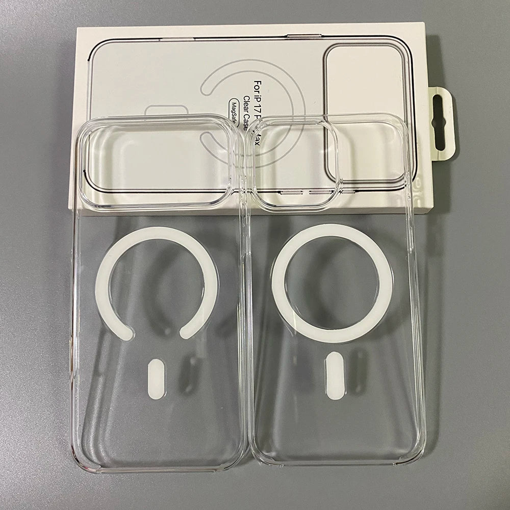 Original Clear Magnetic Phone Case For iPhone 18 17 Pro Max 16 15 14 Plus 13 12 Mini For Magsafe Wireless Charging Protect Cover