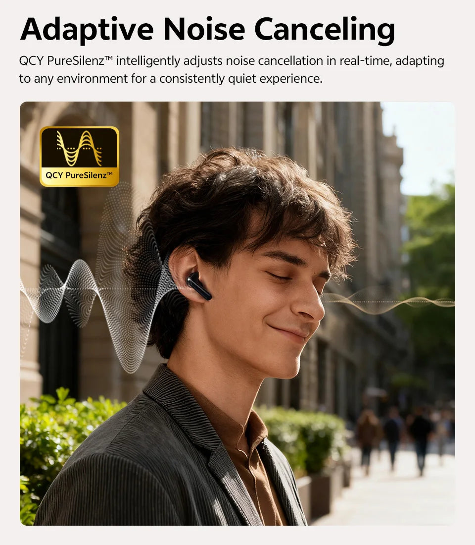 QCY MeloBuds N60 HT19 Wireless Bluetooth 6.0 Earphones 56dB Hybrid ANC LDAC Hi-Res Audio with Coaxial Dual Driver Earbuds 45Hrs