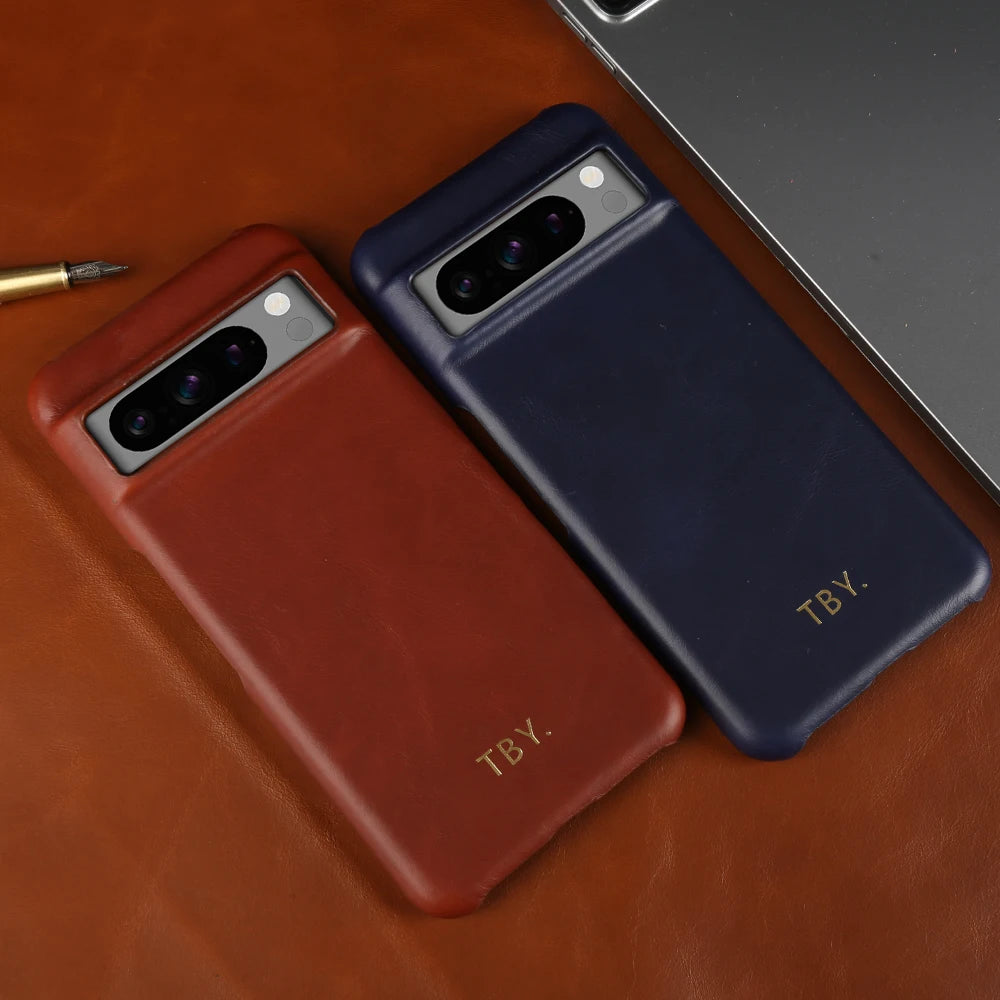Engrave Initials Oil Wax Genuine Leather Case For Google Pixel 11 10 Pro XL 10A 9A 9 Pro XL 8 8A 7A 7 6A 5A 5 6 Phone Back Cover