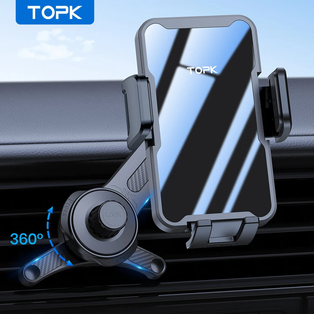TOPK Car Phone Holder Air Vent Mount for Big Phones Thick Case Friendly iPhone 15 14 13 Pro Max Samsung S24 S23 Ultra Heavy Duty
