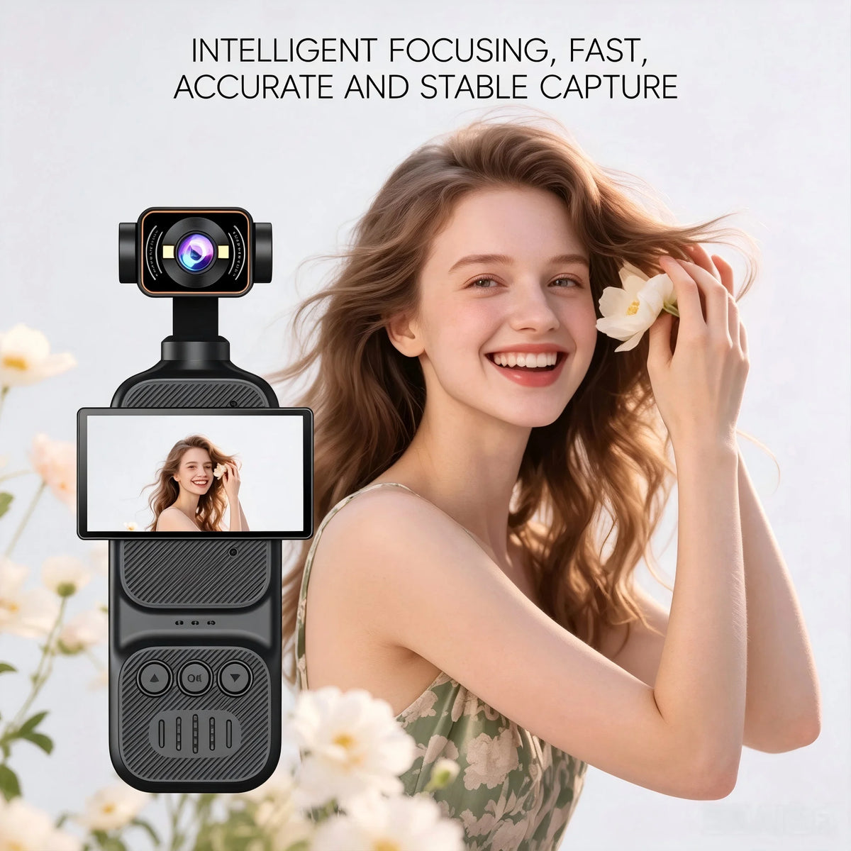 2K Handheld Gimbal Stabilizer for Pocket Action Cameras, USB-C Fast Charging, Portable Smooth Stabilized Footage