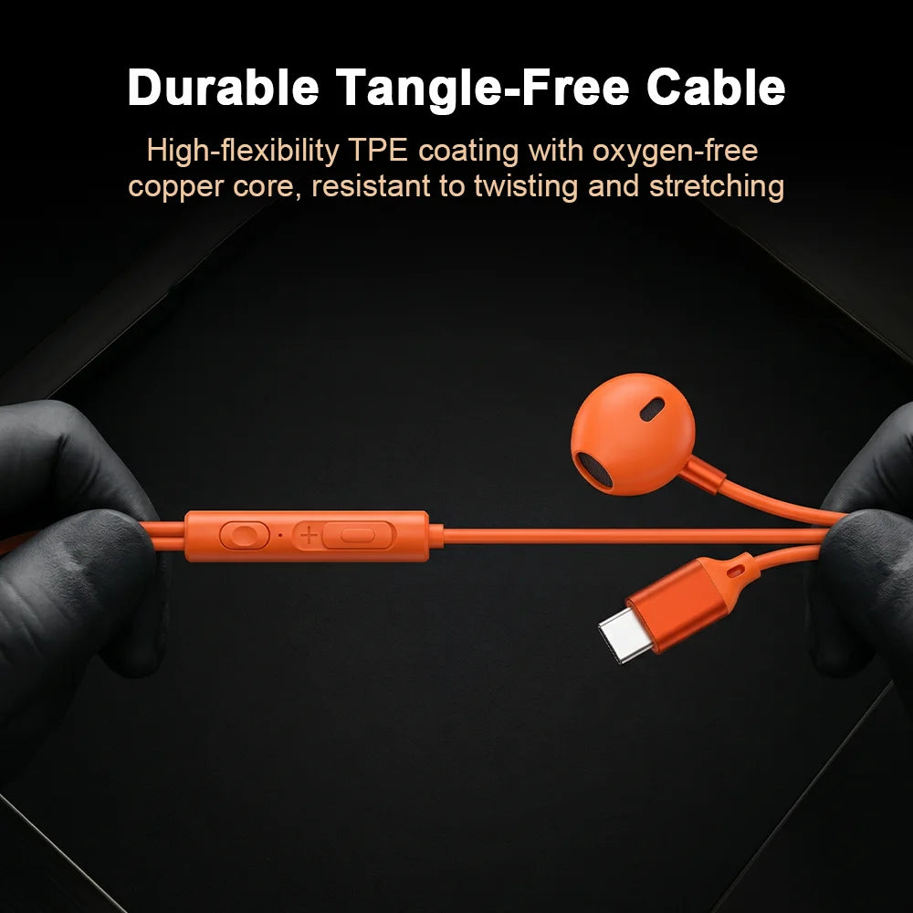 For iPhone 17 Pro USB Type C Headphones HiFi Surround Sound Earphones in Ear 3.5mm Wired Earbuds For iPhone 16 15 Pro Max Air