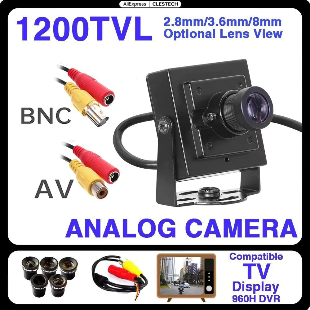 2.8mm/8mm/16mm Lens Super Small Analog HD Mini CCTV CVBS Metal Camera - Compatible TV for Home/Car Overtake with Bracket