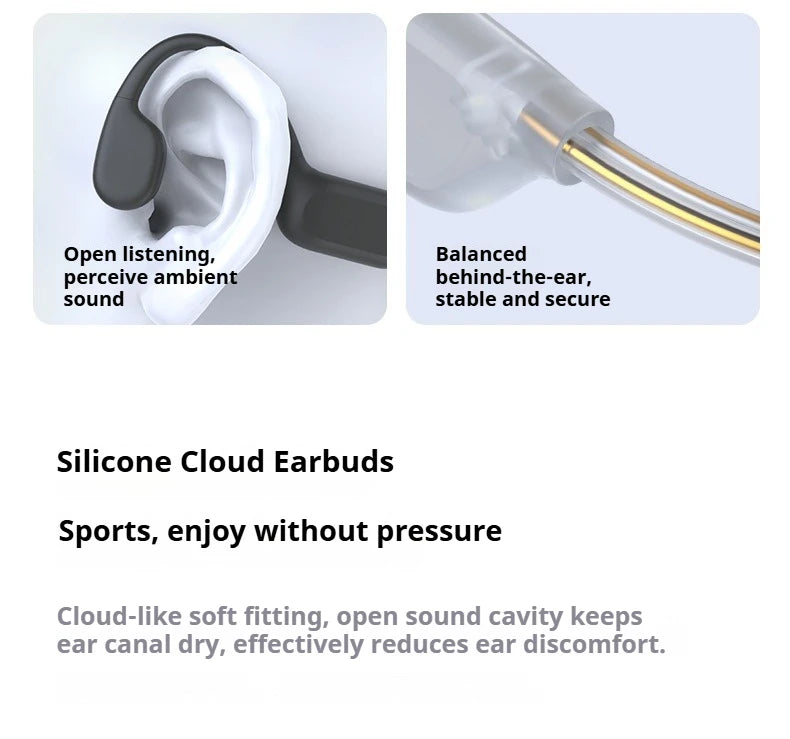 TOP 1 Sports Swimming Bone Conduction Headphones Bluetooth 6.0 IPX8 Waterproof Earphones 32GB MP3 Night Light Fitness Riding Run