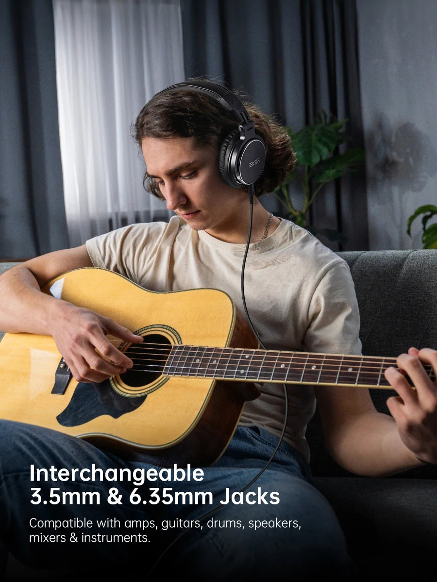 Oneodio EKSA P100 3.5/6.35mm Wired Studio HiFi Headphones Over Ear Professional Hi-Res DJ Monitor Headset With Mic For Guitar