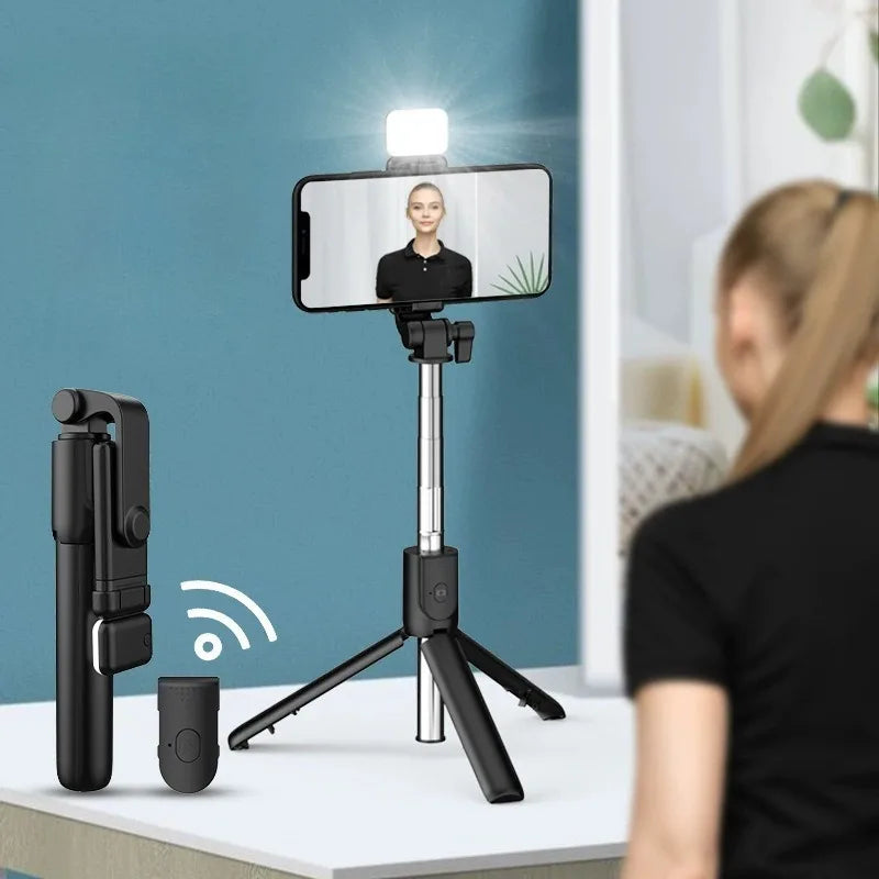 Mobile phone Bluetooth selfie stick live streaming fixed extension rod desktop stand all-in-one selfie tripod