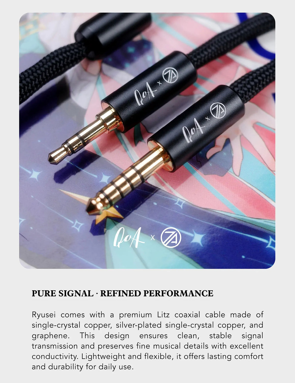 New QoA X 7th Acoustics Ryusei Headphone Single Nano Gold Plated Dynamic Driver In Ear Earphones With HiFi Earbuds Cable Plug