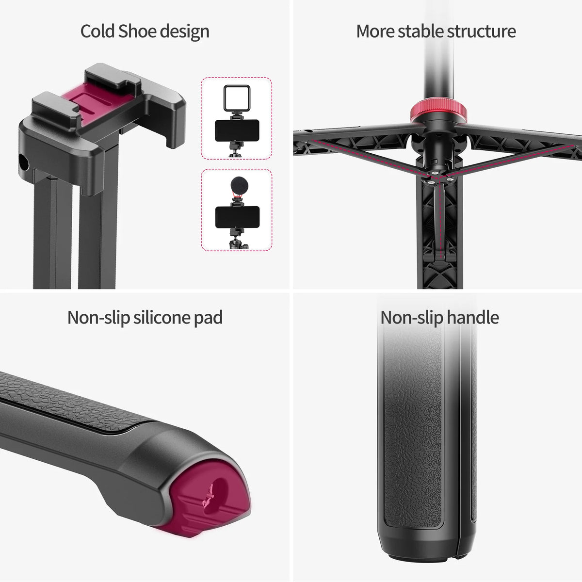 Ulanzi MT-44 1.46M Extend Selfie Stick Tripods Tripod With Phone Clamp For Cameras Cellphone Samsung iPhone Huawei Xiaomi Stand