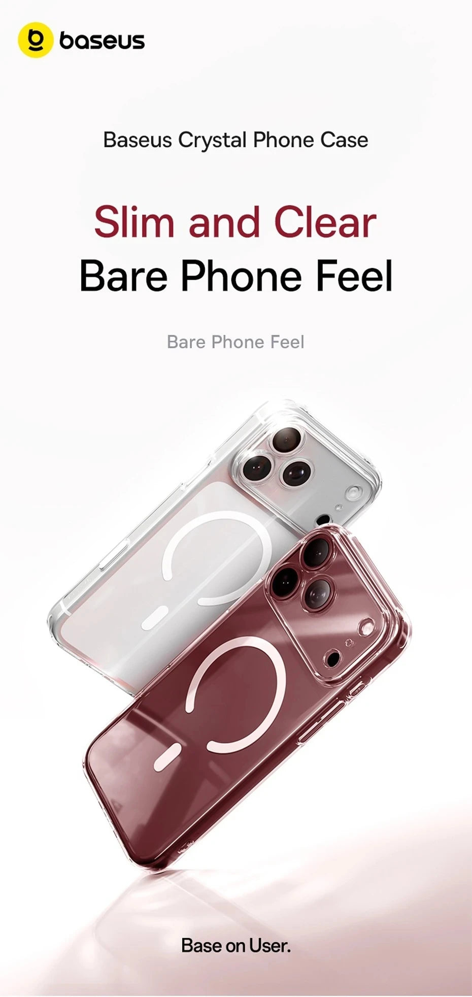 Baseus Magnetic Case For iPhone 18 Pro Max Wireless Charging For Magsafe Case For iPhone 17 Pro Max Slim Thin Clear Cover Case