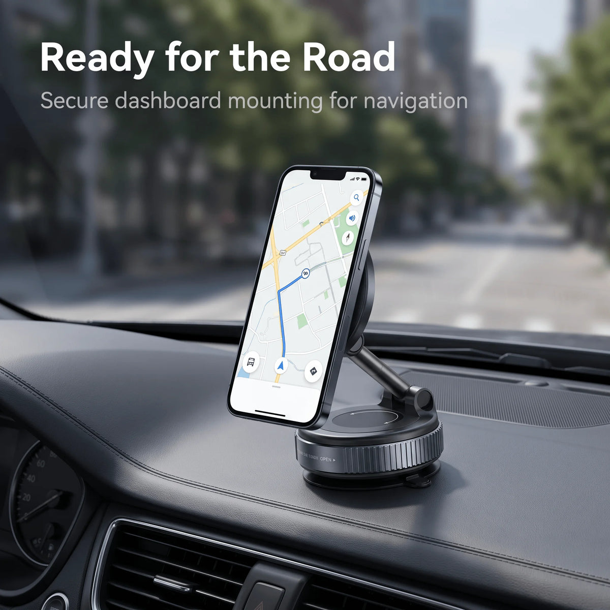 Vacuum Suction MagSafe Magnetic Phone Holder, 360° Rotatable Foldable Car Mount for Dashboard Glass Desk Multi-scene Use