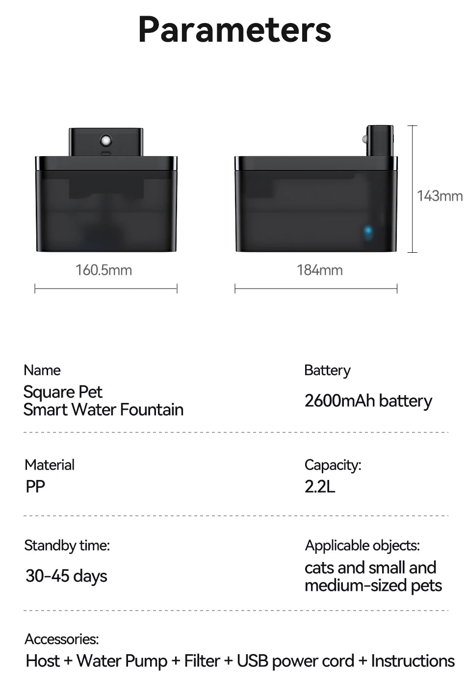 ROJECO Wireless Automatic Cat Water Fountain 2600mAh Pet Water Dispenser For Dog Cat Infrared Sensor Smart Pet Drinkier Fountain