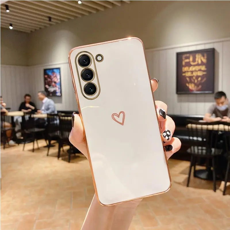 S 24 Love Heart Plating Phone Phone Case On For Samsung Galaxy S24 Plus S24 Ultra S24+ S24Plus S24Ultra 5G Luxury Back Cover